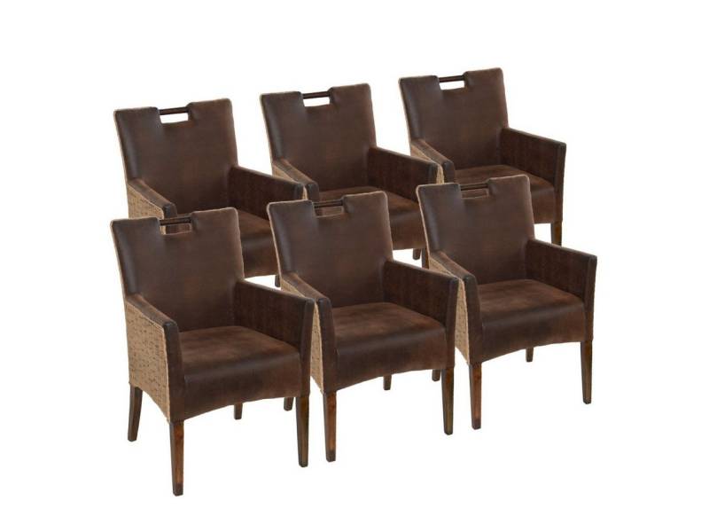 soma Sessel Soma Esszimmer Stühle Set 6 Stück Rattan Armlehner Sessel Bilbao vollg, Stuhl Sessel Sitzplatz Sitzmöbel von soma