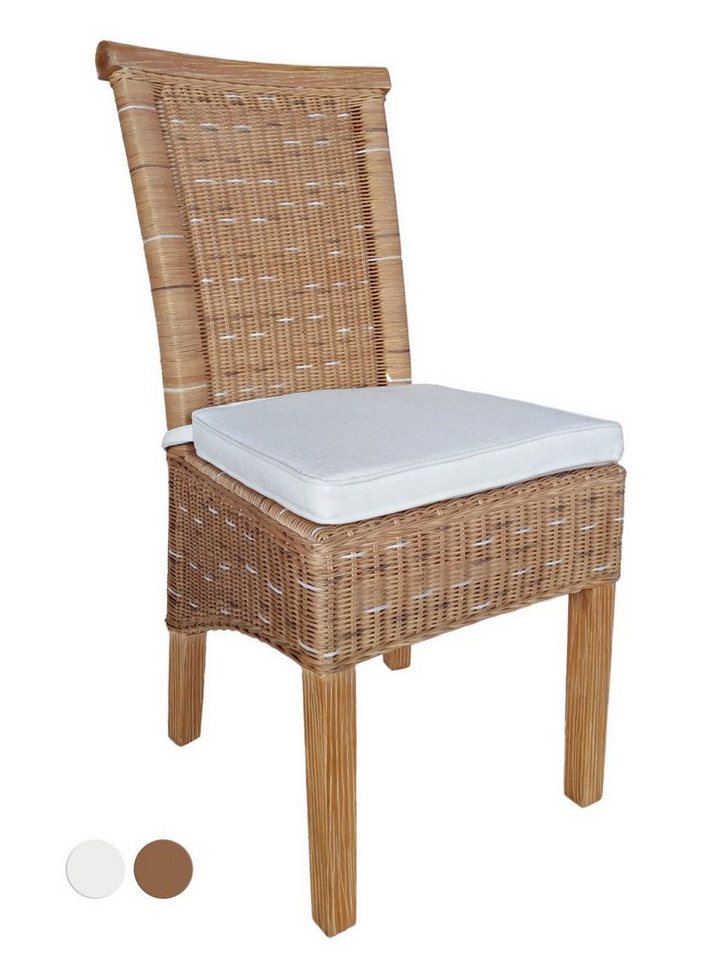 soma Sessel Soma Esszimmer-Stühle Set Rattanstühle Perth 4 Stück weiß oder braun S, Stuhl Sessel Sitzplatz Sitzmöbel von soma