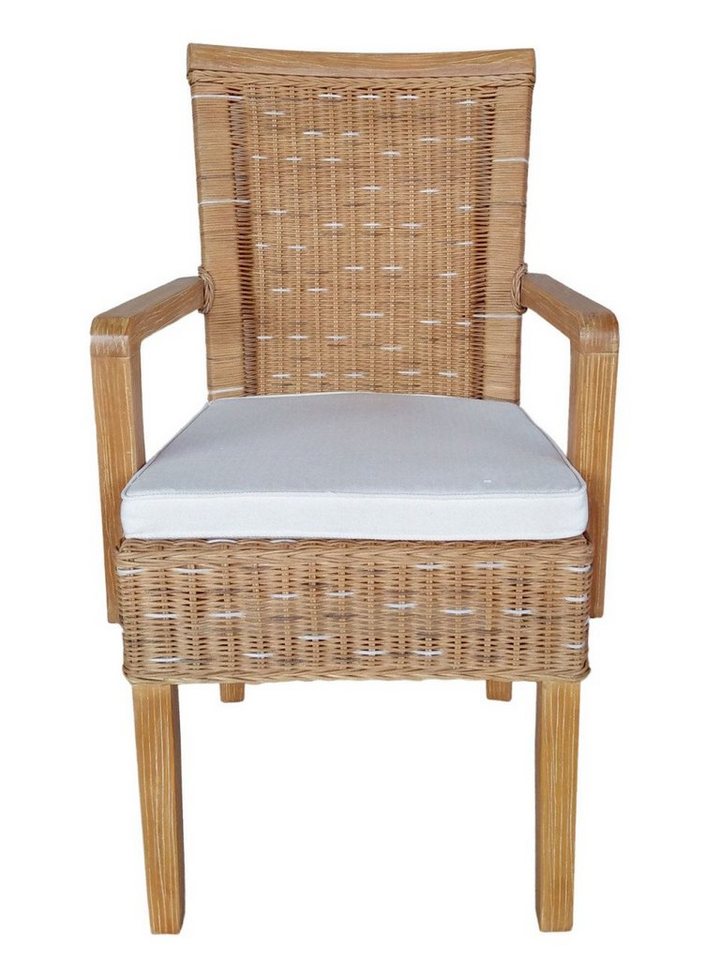 soma Sessel Soma Esszimmer-Stühle-Set mit Armlehnen 2 Stück Rattanstuhl weiß od. b, Stuhl Sessel Sitzplatz Sitzmöbel von soma