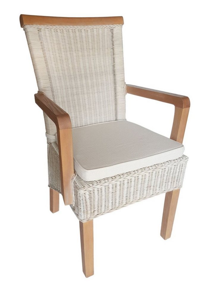 soma Sessel Soma Esszimmer-Stühle-Set mit Armlehnen 2 Stück Rattanstuhl weiß Perth, Stuhl Sessel Sitzplatz Sitzmöbel von soma