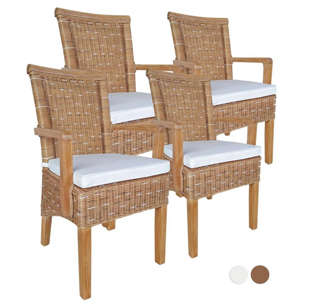 soma Sessel Soma Esszimmer-Stühle-Set mit Armlehnen 4 Stück Rattanstuhl braun Pert, Stuhl Sessel Sitzplatz Sitzmöbel von soma