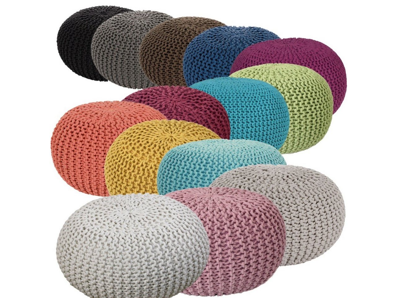 soma Sessel Soma Pouf Ø 55 cm Strickhocker Sitzpouf Sitzpuff Bodenkissen Grobstric, Stuhl Sessel Sitzplatz Sitzmöbel von soma