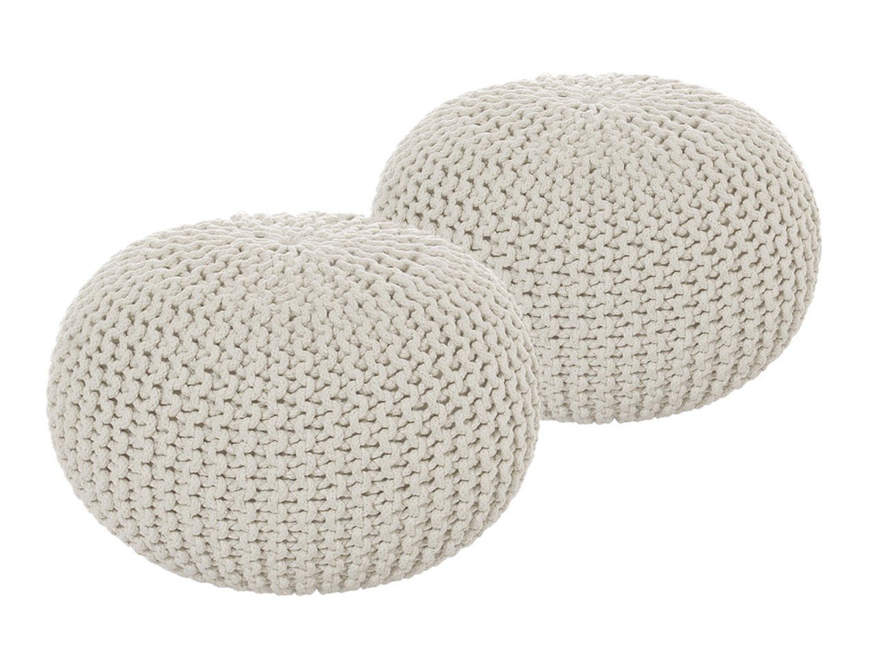 soma Sessel Soma Sitzhocker Pouf Hocker SET 2 Stück Grobstrick-Optik Ø 55 cm, H, Stuhl Sessel Sitzplatz Sitzmöbel von soma