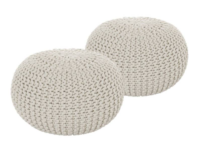 soma Sessel Soma Sitzhocker Pouf Hocker SET 2 Stück Grobstrick-Optik Ø 55 cm, H, Stuhl Sessel Sitzplatz Sitzmöbel von soma