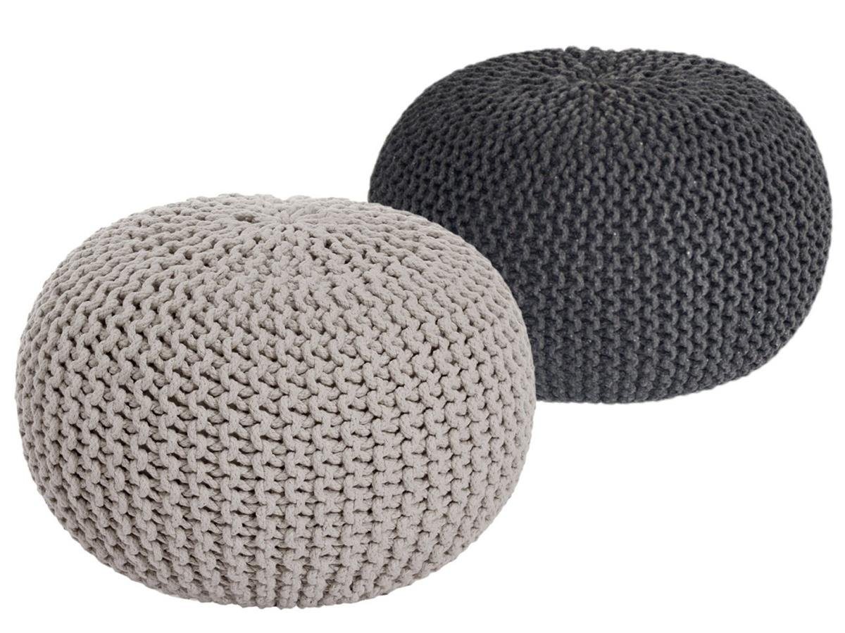 soma Sessel Soma Sitzhocker Pouf Hocker SET 2 Stück Grobstrick-Optik Ø 55 cm, H, Stuhl Sessel Sitzplatz Sitzmöbel von soma