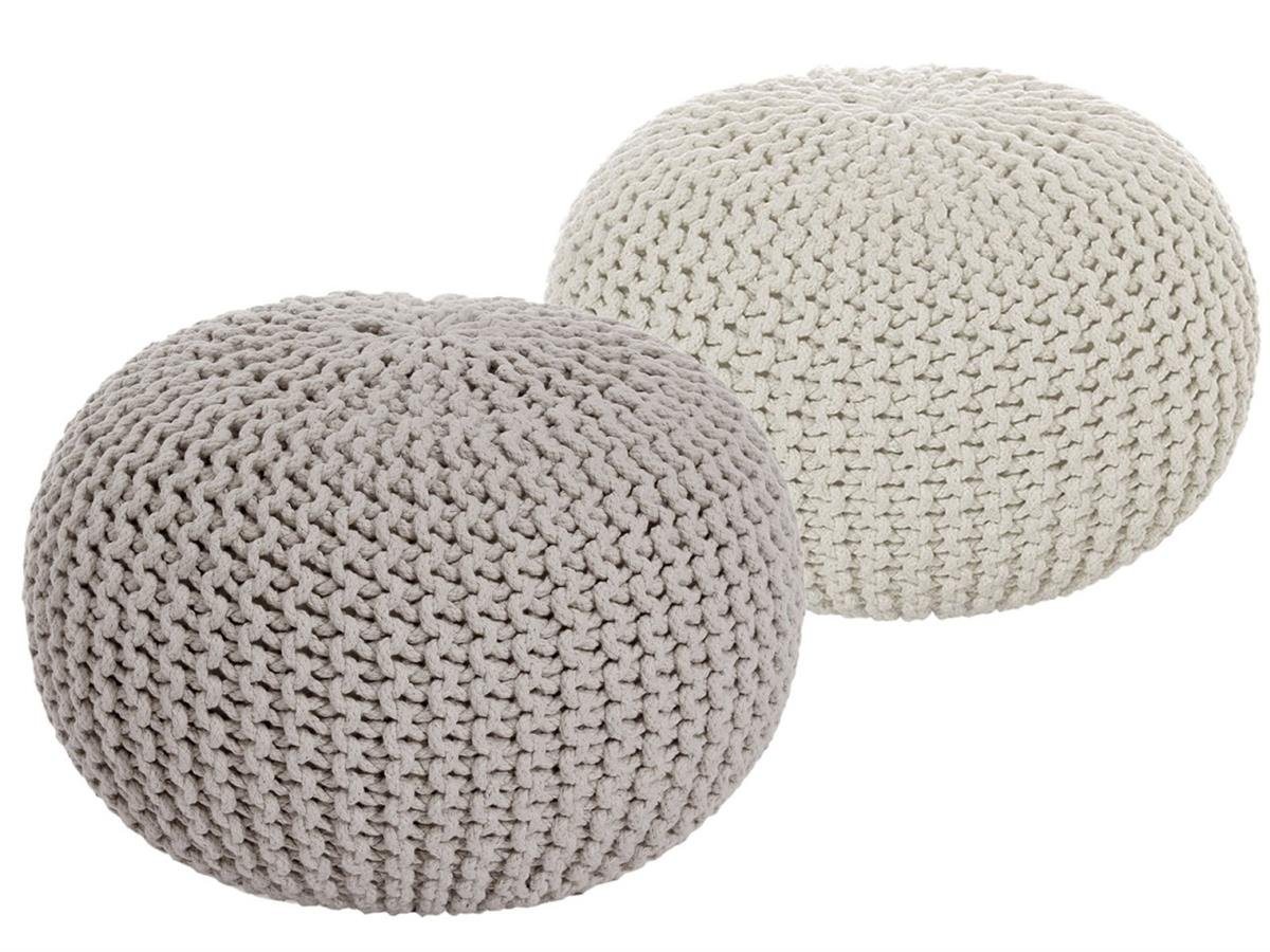 soma Sessel Soma Sitzhocker Pouf Hocker SET 2 Stück Grobstrick-Optik Ø 55 cm, H, Stuhl Sessel Sitzplatz Sitzmöbel von soma