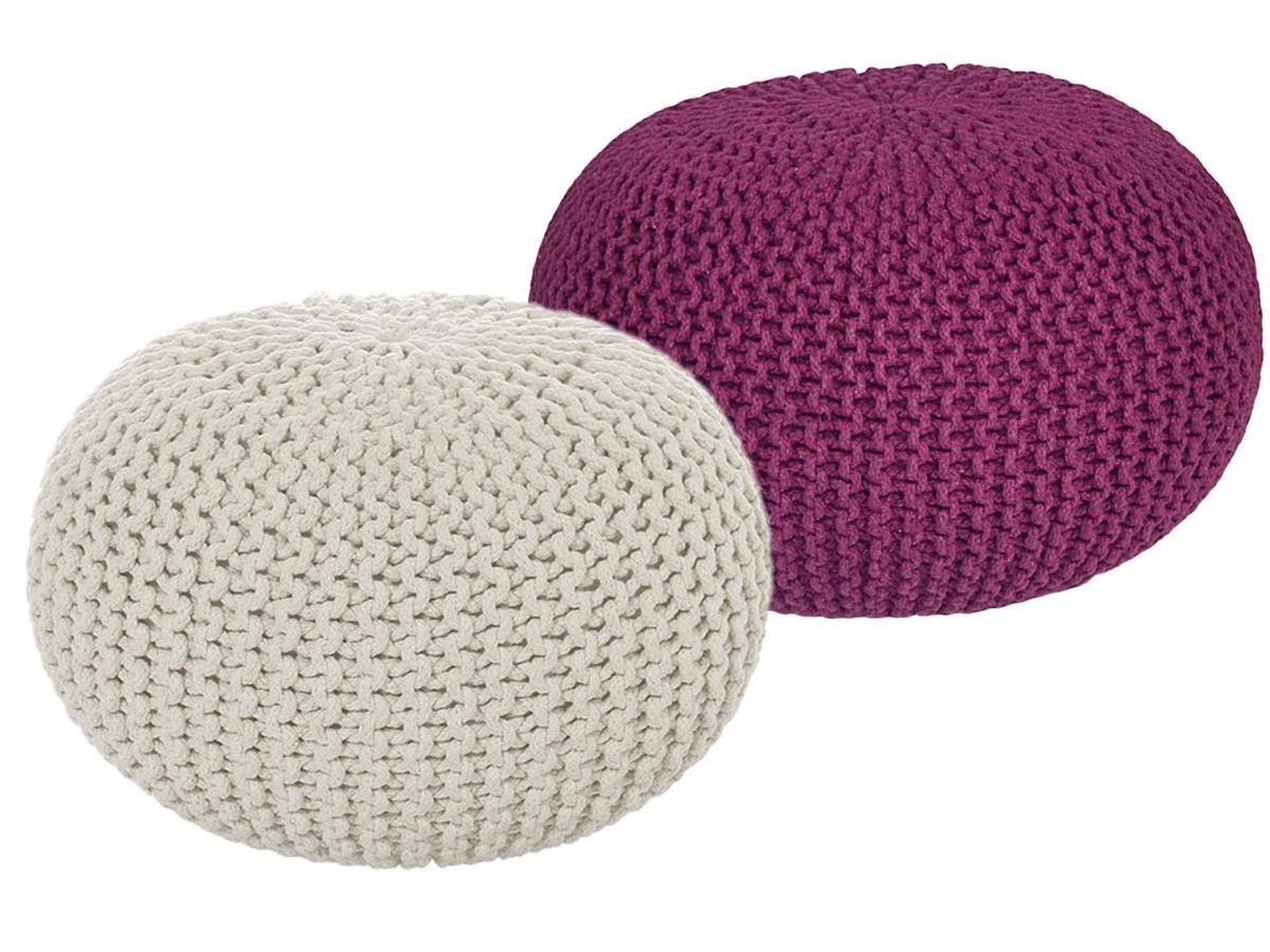 soma Sessel Soma Sitzhocker Pouf Hocker SET 2 Stück Grobstrick-Optik Ø 55 cm, H, Stuhl Sessel Sitzplatz Sitzmöbel von soma