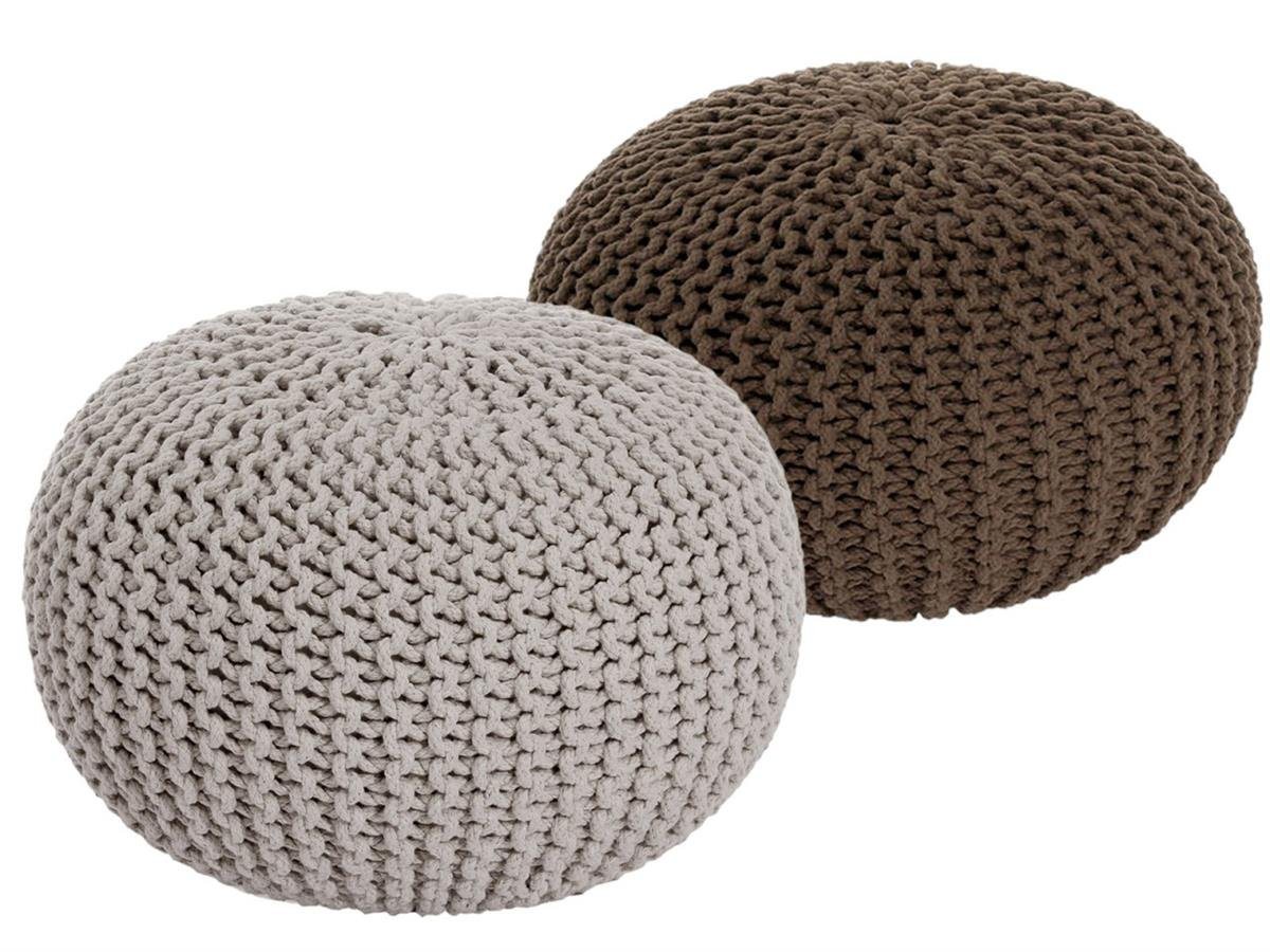 soma Sessel Soma Sitzhocker Pouf Hocker SET 2 Stück Grobstrick-Optik Ø 55 cm, H, Stuhl Sessel Sitzplatz Sitzmöbel von soma