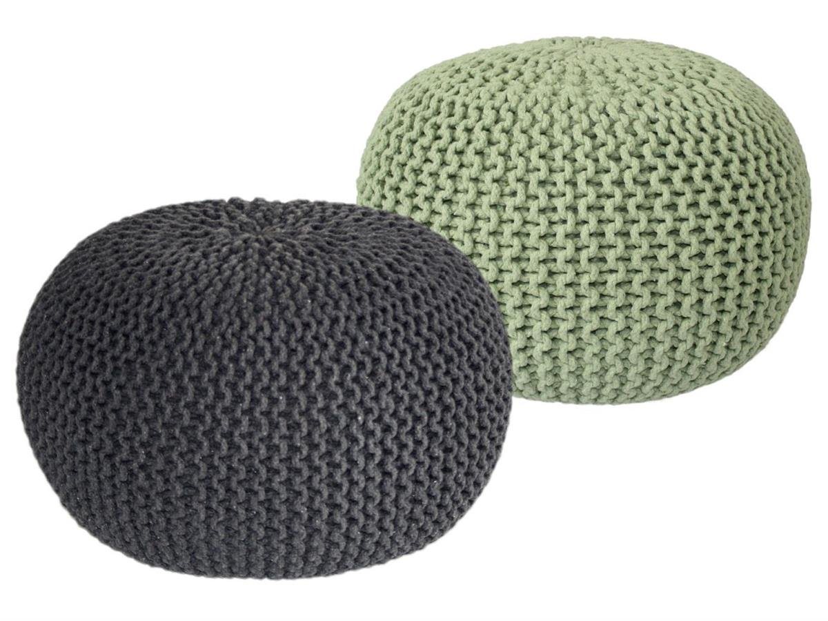 soma Sessel Soma Sitzhocker Pouf Hocker SET 2 Stück Grobstrick-Optik Ø 55 cm, H, Stuhl Sessel Sitzplatz Sitzmöbel von soma