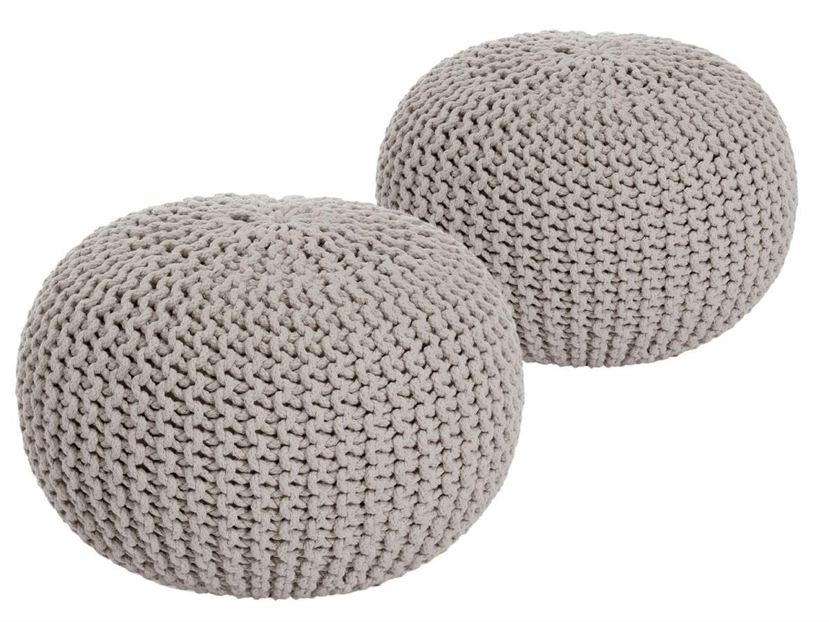 soma Sessel Soma Sitzhocker Pouf Hocker SET 2 Stück Grobstrick-Optik Ø 55 cm, H, Stuhl Sessel Sitzplatz Sitzmöbel von soma