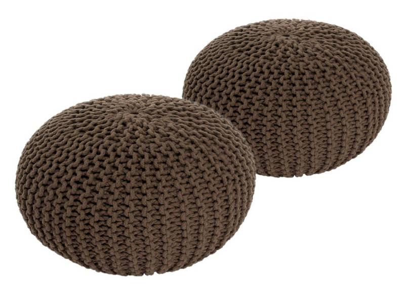 soma Sessel Soma Sitzhocker Pouf Hocker SET 2 Stück Grobstrick-Optik Ø 55 cm, H, Stuhl Sessel Sitzplatz Sitzmöbel von soma