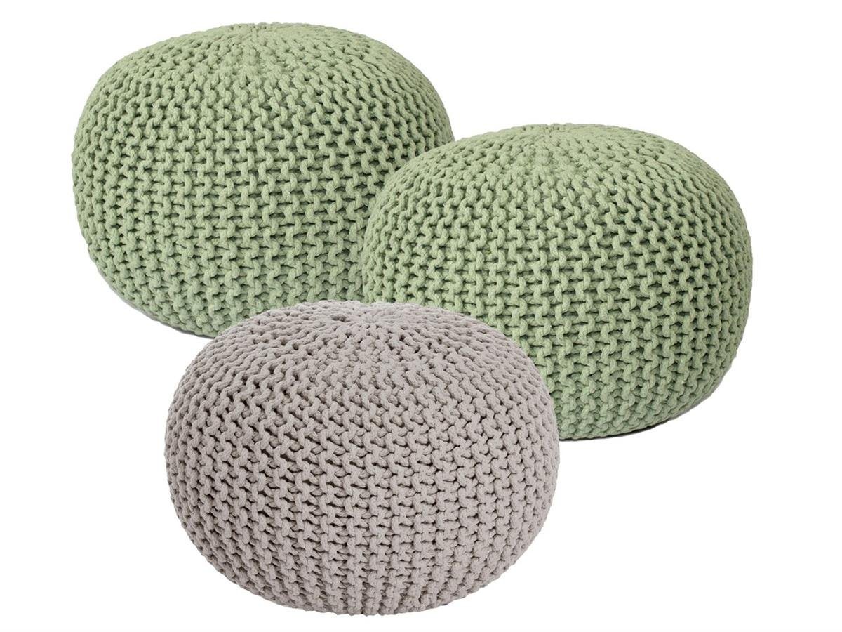 soma Sessel Soma Sitzhocker Pouf Hocker SET 3 Stück Grobstrick-Optik Ø 55 cm (Bx, Stuhl Sessel Sitzplatz Sitzmöbel von soma