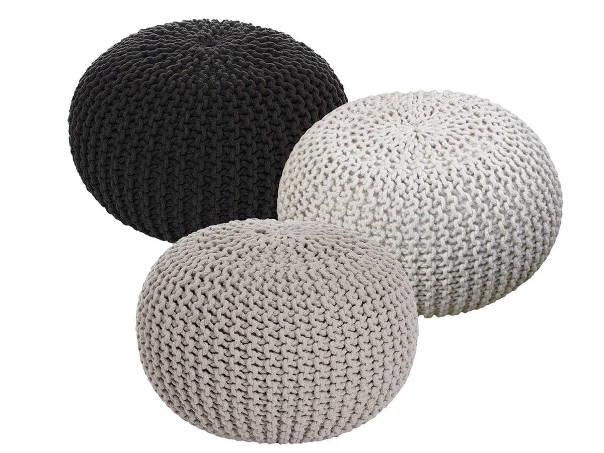 soma Sessel Soma Sitzhocker Pouf Hocker SET 3 Stück Grobstrick-Optik Ø 55 cm (Bx, Stuhl Sessel Sitzplatz Sitzmöbel von soma