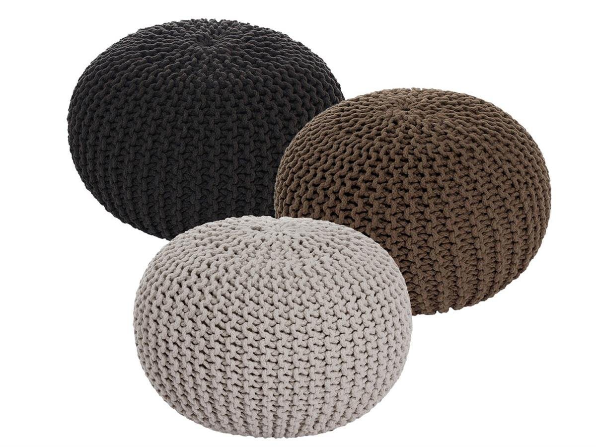 soma Sessel Soma Sitzhocker Pouf Hocker SET 3 Stück Grobstrick-Optik Ø 55 cm (Bx, Stuhl Sessel Sitzplatz Sitzmöbel von soma