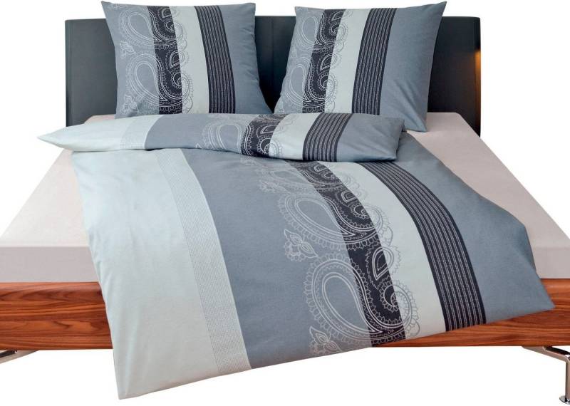 soma Bettwäsche Bettbezug 155x220 80x80 Barock gestreift Boho grau weiß bieber warm, Biber, 2 teilig, Frühling Sommer Bordüre braun schwarz gestreift flanell sale kuschelig von soma