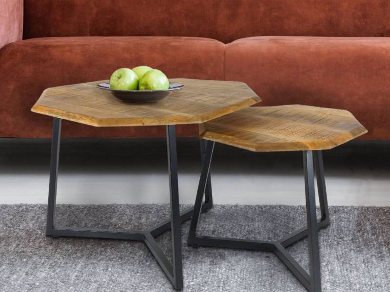 soma Couchtisch Couchtisch 2er Set achteckig Beistelltisch Satztisch Las Vegas Metall, Dekoartikel Geschenke Deko von soma