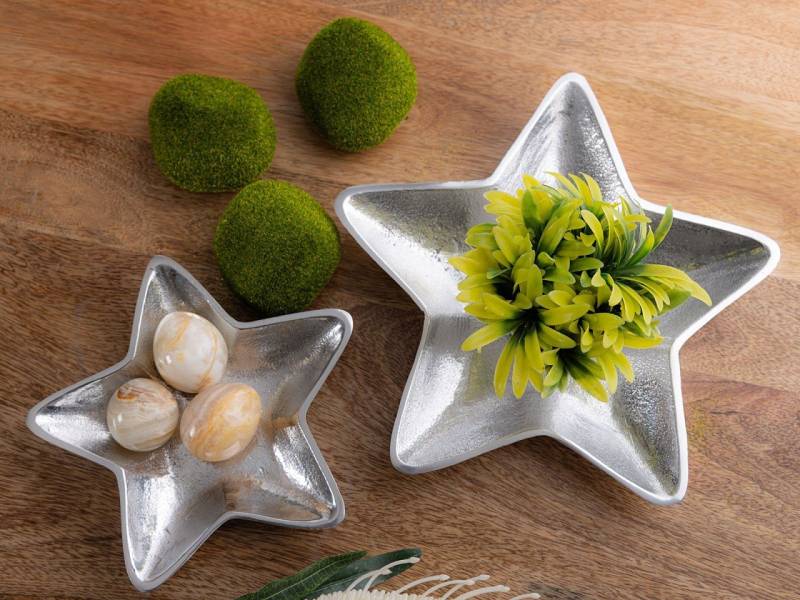 soma Dekoschale Dekoschalen Stern 2er Set Starlight gold o. silber Weihnachtsdeko Alu von soma
