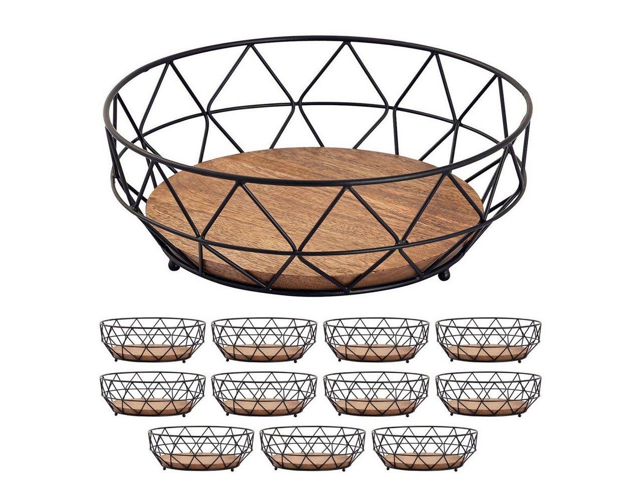 soma Dekoschale Obstkorb 12-teilig ø 28 cm H 10 cm Metall Brotkorb Obstschale run, Dekoschale Schale Dekoartikel Obstschale Schüsselschale von soma