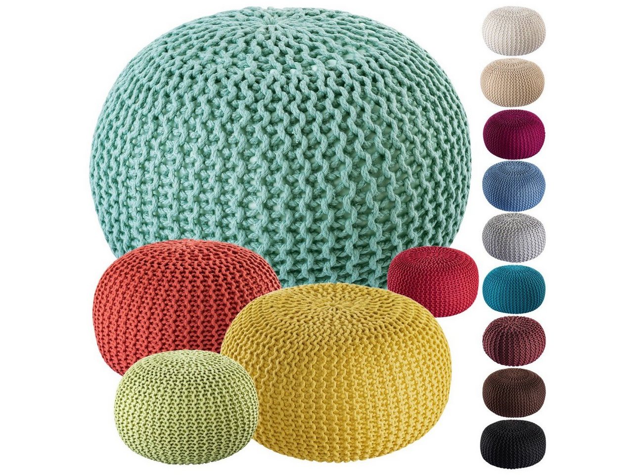 soma Sessel Pouf PREMIUM ø45cm Sitzhocker Strickpouf Innen Terrasse Pool Garten n von soma