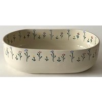 Hartstone Usa Große Keramik Oval Boot Servierschale Schüssel Mit Handbemalten Blumen Signiert Sp French Country Farmhouse Shabby Chic von somelikeus