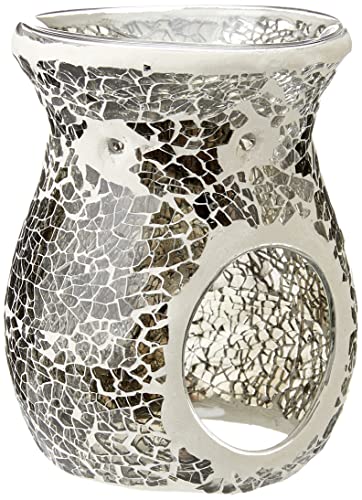 Eleganter, großer Ölbrenner aus grauem Glas – 17 cm x 14 cm (1 Stück) – Luxuriöses Design, Aromatherapie-Zubehör – ideal für Zuhause und Büro von something different