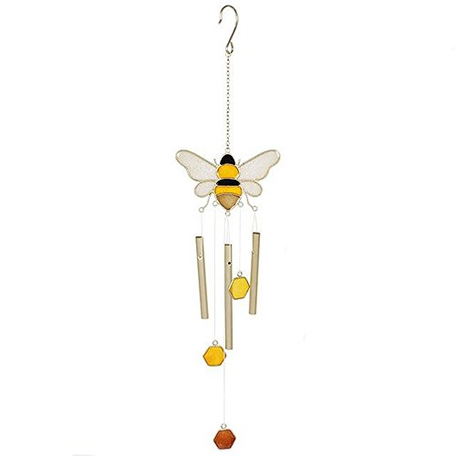 Something Different DP_29617 Windspiel | Biene und Wabe | H:45cm W:12cm D:1cm | 1er Pack (1 Stück), Weiß und Gelb von something different