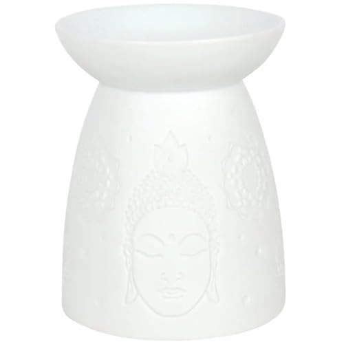Something Different Eleganter weißer Keramik-Buddha-Gesichtsbrenner, 12,5 x 9,5 cm (1 Stück), 12,5 x 9,5 x 9,5 cm von something different