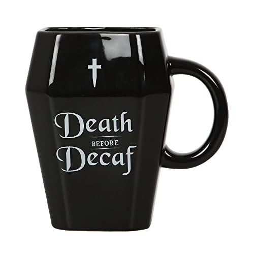 Something Different - Kaffeebecher Death Before Decaf, Sarg (Einheitsgröße) (Schwarz) von something different