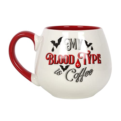 Something Different - Kaffeebecher My Blood Type is Coffee, Abgerundet (Einheitsgröße) (Weiß/Rot) von Something Different