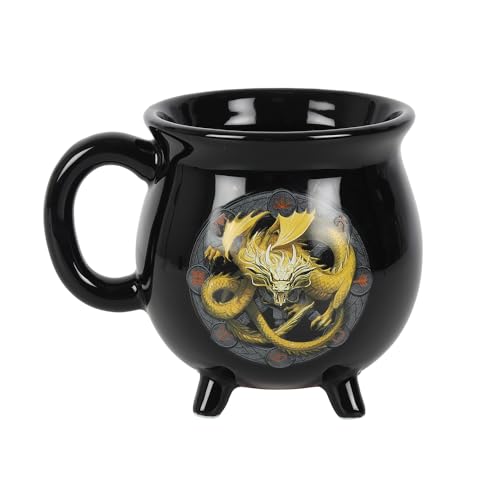 Schwarze Imbolc-Kesseltasse von Anne Stokes – 10 cm x 10 cm (1 Stück) – Farbwechselnde magische Tasse, einzigartiges Hexerei-Brau-Design – bezauberndes Geschenk – perfekt für Heimdekoration von something different