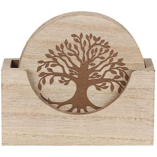 Something Different TL_02431 Gravierte Untersetzer | Baum des Lebens | Holz | 4 Stück, Natur von something different