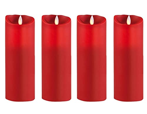 sompex 4er Set Flame LED Echtwachskerzen 23cm rot, fernbedienbar, Adventskranz von sompex