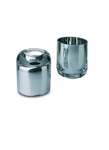 GLAM Silber Dekoglas Glas Chrom Teelichthalter Kerzenhalter Kerzenleuchter Kerze Teelicht Rund Teelichtglas/Blumenglas 32903 von sompex