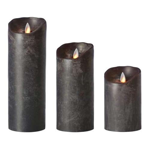 sompex LED Kerzen mit Timerfunktion und flackernder Flamme, anthrazit ⌀ 8cm, Höhe wählbar 12,5 cm, 18cm, 23cm, Adventskranz, Weihnachtsdeko, LED Deko, LED Kerze einzeln (Höhe 18cm) von sompex