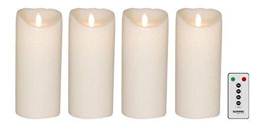 sompex 4er Set Flame LED Echtwachskerzen 18cm weiß mit Fernbedienung, 35731, Adventskranz-Set von sompex