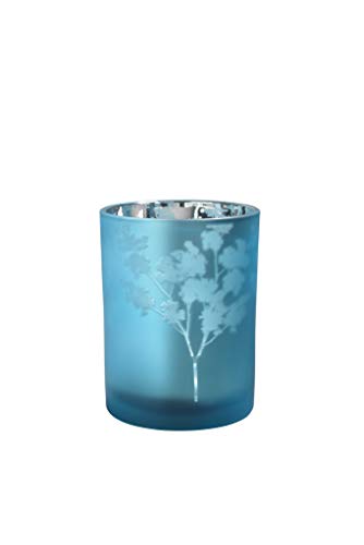sompex Awhia Windlicht Vase Blüten, Farbe:Silber-blau, Größe:10 x 10 cm (S) von sompex