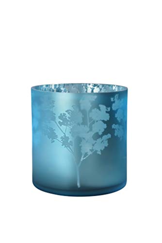 sompex Awhia Windlicht Vase Blüten, Farbe:Silber-blau, Größe:24.5 x 24.5 cm (XL) von sompex