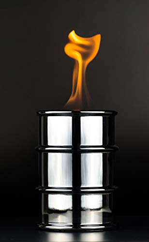 sompex Öllampe Barrel Feuertonne für Brenngel in Chrom 3316 kleines Lagerfeuer zum mitnehmen Barrel Tischfeuer Gaarten von sompex