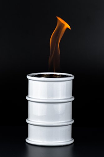 sompex Öllampe Barrel Feuertonne für Brenngel in weiß 3318 kleines Lagerfeuer zum mitnehmen Barrel Tischfeuer Garten Balkon Feuer Tisch Kamin von sompex