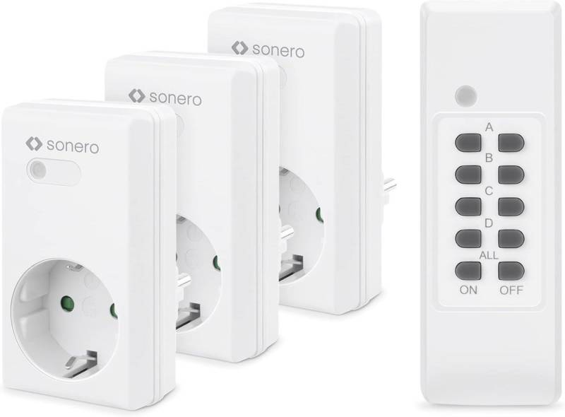 sonero Funksteckdose sonero Funksteckdosen, 3 x Funksteckdose und 1 x Funkfernbedienung von sonero