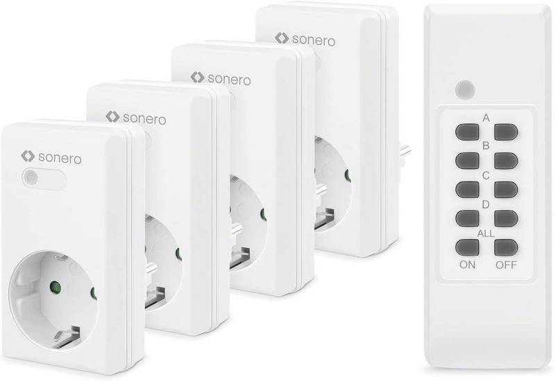 sonero Funksteckdose sonero Funksteckdosen, 4 x Funksteckdose und 1 x Funkfernbedienung von sonero