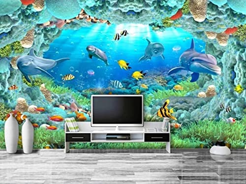 Tapeten Fototapete 3D Effekt Aquarium Unterwasserlandschaft Fisch Wandbilder Wohnzimmer Deko Schlafzimmer Tapete Vliestapete von songqians
