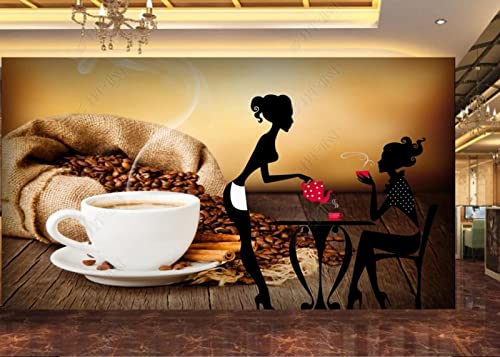 Tapeten Fototapete 3D Effekt Kaffee Frau Silhouette Tasse Wandbilder Wohnzimmer Deko Schlafzimmer Tapete Vliestapete von songqians