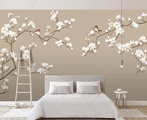 Tapeten Fototapete 3D Effekt Magnolienblüte Und Vogel Wandbilder Wohnzimmer Deko Schlafzimmer Tapete Vliestapete von songqians