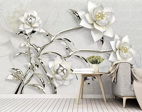 Tapeten Fototapete 3D Effekt Schmuck Weiße Blumen Wandbilder Wohnzimmer Deko Schlafzimmer Tapete Vliestapete von songqians