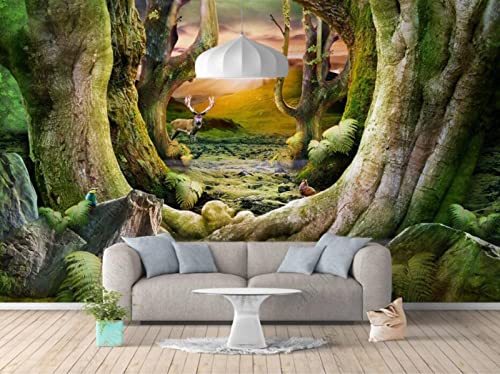 Tapeten Fototapete 3D Effekt Wald Großer Baumelch Wandbilder Wohnzimmer Deko Schlafzimmer Tapete Vliestapete von songqians