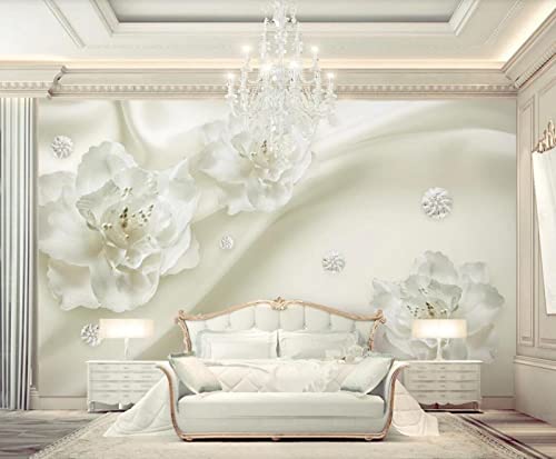 Tapeten Fototapete 3D Effekt Weiße Seidenblumen Wandbilder Wohnzimmer Deko Schlafzimmer Tapete Vliestapete von songqians