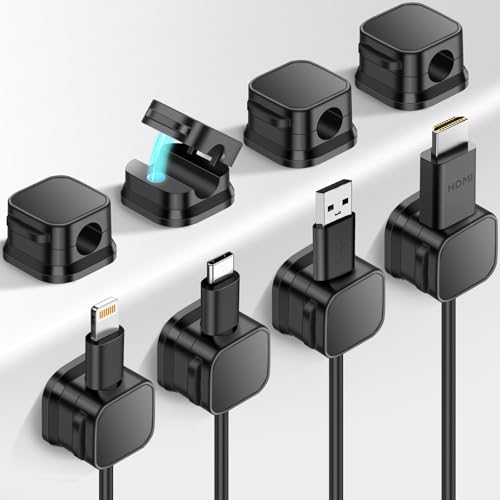 Soodyoow 8PCS Kabelhalter Magnetisch, Kabelhalter Kabelclips Kabel Management, Stark Haftende Draht Ladegerät Halter für Nachttisch, Schreibtisch,USB, Audiokabel von soodyoow