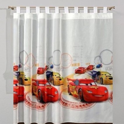 sophia the first Cars 3D Voile Net Tab Top Curtain 75 cm Width x 155 cm Drop von sophia the first