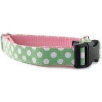 Lime Grün Und Weiß Polka Dot Hundehalsband Mit Rosa Webbing von sophisticatedpup